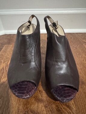 Naturalizer Kallie Brown Leather Slingback Heels Size 11 M – Peep Toe Platform